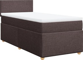 vidaXL Κρεβάτι Boxspring με Στρώμα Σκούρο Καφέ 90x190 εκ. Υφασμάτινο