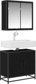 vidaXL Σετ Επίπλων Μπάνιου με ράφι 2 pcs Μαύρη Οξυά Επεξεργασμένο ξύλο