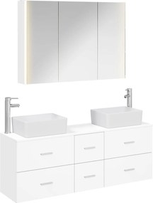 vidaXL Σετ Επίπλων Μπάνιου 4 pcs Λευκό Επεξεργασμένο Ξύλο και Γυαλί