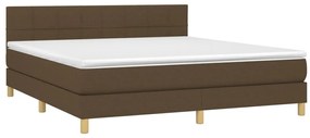vidaXL Κρεβάτι Boxspring με Στρώμα &amp; LED Σκ.Καφέ 180x200εκ. Υφασμάτινο