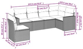 vidaXL Σετ Καναπέ Κήπου 6 τεμ. Μπεζ Συνθετικό Ρατάν με Μαξιλάρια