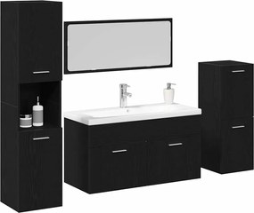 vidaXL Σετ Επίπλων Μπάνιου 4 pcs Μαύρη Οξυά Επεξεργασμένο ξύλο