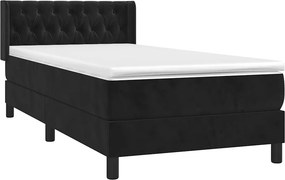 vidaXL Κρεβάτι Boxspring με Στρώμα Μαύρο 90x190 εκ. Βελούδινο