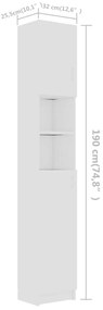 Στήλη Μπάνιου Λευκή 32 x 25,5 x 190 εκ. από Μοριοσανίδα - Λευκό