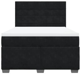 vidaXL Κρεβάτι Boxspring με Στρώμα Μαύρο 140x190 εκ. Βελούδινο