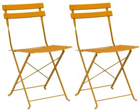 vidaXL Πτυσσόμενη Καρέκλα Κήπου 2 pcs Μουσταρδί 42 x 46 x 82εκ Ατσάλι