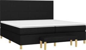 vidaXL Κρεβάτι Boxspring με Στρώμα Μαύρο 200x200 εκ. Υφασμάτινο