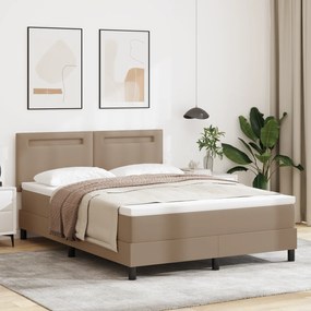vidaXL Κρεβάτι Box Spring με στρώμα σε καπουτσίνο - 140 x 190 εκ, τεχνητό δέρμα