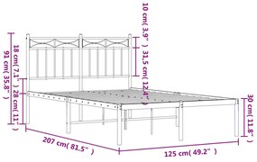 Πλαίσιο Κρεβατιού με Κεφαλάρι Μαύρο 120 x 200 εκ. Μεταλλικό - Μαύρο