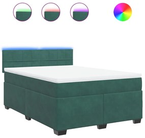 Κρεβάτι Boxspring με Στρώμα Σκούρο Πράσινο 160x200εκ. Βελούδινο - Πράσινο