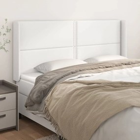Κεφαλάρι με Πτερύγια Λευκό 183x16x118/128 εκ. Συνθετικό Δέρμα 3119543
