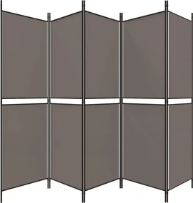 vidaXL Διαχωριστικό Δωματίου με 5 Πάνελ Ανθρακί 250x180 εκ. από Ύφασμα