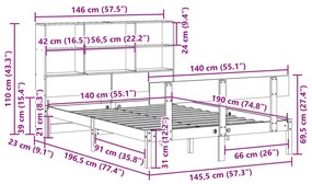 ΚΡΕΒΑΤΙ ΒΙΒΛΙΟΘΗΚΗ ΧΩΡΙΣ ΣΤΡΩΜΑ 140X190 ΕΚ ΜΑΣΙΦ ΞΥΛΟ ΠΕΥΚΟΥ 3321801