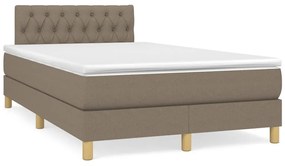 vidaXL Κρεβάτι Boxspring με Στρώμα &amp; LED Taupe 120x190 εκ. Υφασμάτινο
