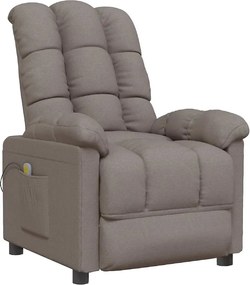 vidaXL Πολυθρόνα Μασάζ Taupe Υφασμάτινη