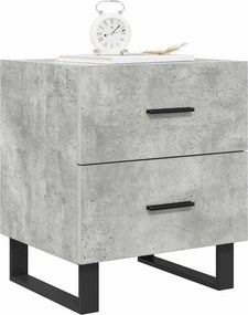 vidaXL Κομοδίνα 2 τεμ. Γκρι Σκυροδεμ. 40 x 35 x 47,5 εκ. Επεξεργ. Ξύλο