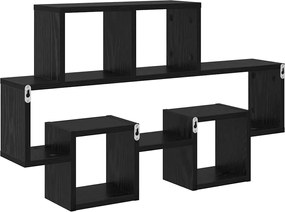 vidaXL Ράφι Τοίχου Μαύρη δρυς 82 x 15 x 51 εκ Επεξεργασμένο ξύλο
