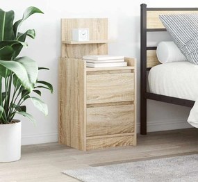 vidaXL Κομοδίνο με 2 συρτάρια Sonoma Δρυς 38x34x80 εκ.
