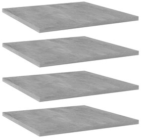 vidaXL Ράφια Βιβλιοθήκης 4 τεμ. Γκρι Σκυροδ. 40x40x1,5 εκ. Επεξ.Ξύλο