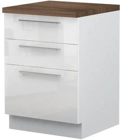 Επιδαπέδιο ντουλάπι Raval R-60-3F-Λευκό - Λευκό γυαλιστερό - 60.00Χ60.00Χ88.00cm