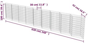 Συρματοκιβώτιο Τοίχος 630x30x100 εκ. από Γαλβανισμένο Χάλυβα - Ασήμι