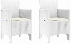 vidaXL Σέτ φαγητού για κήπο 3 pcs Λευκό Rattan Polt