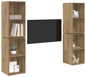 vidaXL Τηλεοπτική Κάβα Τοίχου 4 pcs Χειροποίητη δρυς 37 x 37 x 72 εκ