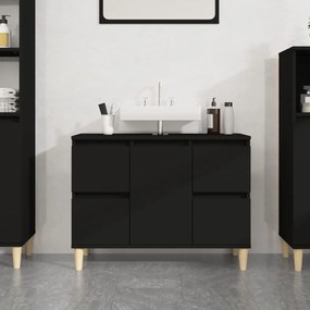 Ντουλάπι Νιπτήρα Μαύρο 80 x 33 x 60 εκ. Επεξεργασμένο Ξύλο - Μαύρο
