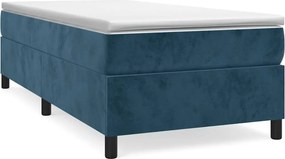 vidaXL Κρεβάτι Boxspring με Στρώμα Σκούρο Μπλε 100x200 εκ. Βελούδινο