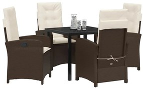 vidaXL Σέτ φαγητού για κήπο 5 pcs Καφέ συνθετικό ρατάν