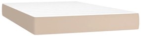 vidaXL Κρεβάτι Boxspring Στρώμα&LED Καπουτσίνο 120x200 εκ. Συνθ. Δέρμα