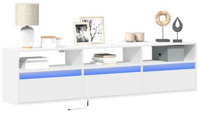 Έπιπλο Τοίχου Τηλεόρασης με LED Λευκό 180x31x45 εκ.