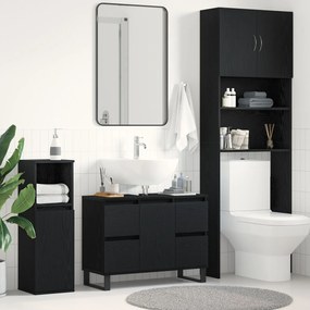 vidaXL Ντουλάπι για νιπτήρα Μαύρο Δρυς 80x33x60 εκ Επεξεργασμένο ξύλο