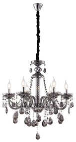 Artekko Chandelier Πολυέλαιος 6φωτος Ανθρακί Κρύσταλλο (60x60x70)cm - 023-3018