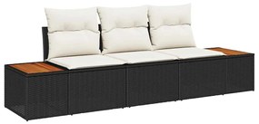 vidaXL Σετ Καναπέ Κήπου με μαξιλάρι 3 pcs Μαύρο Πολυ ράταν