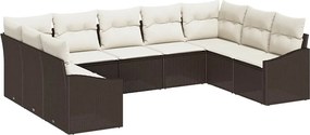 vidaXL Σετ Καναπέ με μαξιλάρι 9 pcs Καφέ συνθετικό ρατάν