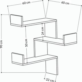 Ράφι Τοίχου Λευκό FLUBRI 60x60x90