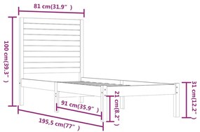 ΠΛΑΙΣΙΟ ΚΡΕΒΑΤΙΟΥ ΛΕΥΚΟ 75X190 ΕΚ. ΜΑΣΙΦ ΞΥΛΟ 2FT6 SMALL SINGLE 3104569