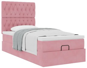 Οθωμανικό κρεβάτι με στρώματα ροζ 90x200cm Velvet 3313522