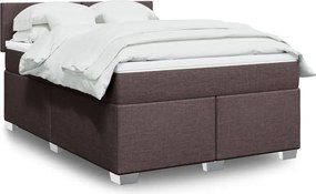 vidaXL Κρεβάτι Boxspring με Στρώμα Σκούρο Καφέ 140x200 εκ Υφασμάτινο
