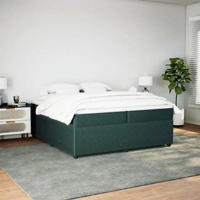 vidaXL Κρεβάτι Boxspring με Στρώμα Σκούρο Πράσινο 200x200εκ. Βελούδινο