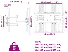 ΒΑΣΗ ΤΗΛΕΟΡΑΣΗΣ ΕΠΙΤΟΙΧΙΑ ΓΙΑ 26-70ΙΝ MAX VESA 400X400ΧΙΛ. 40Κ. 379572