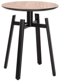 SIDE TABLE NORTON  METAL LEGS BLACK-MDF TOP SONAMA Φ45x55,5Hcm.