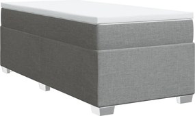vidaXL Κρεβάτι Boxspring με Στρώμα Ανοιχτό Γκρι 90x190 εκ. Υφασμάτινο
