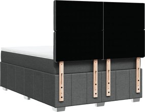 vidaXL Κρεβάτι Boxspring με Στρώμα Σκούρο Γκρι 140x190 εκ. Υφασμάτινο