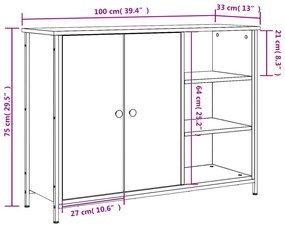 Ντουλάπι Καπνιστή Δρυς 100x33x75 εκ. από Επεξεργασμένο Ξύλο - Καφέ