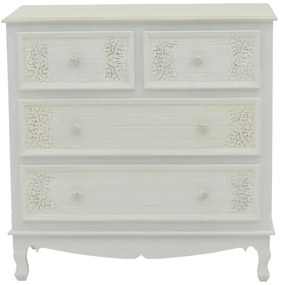 Συρταριέρα Pazlen Inart mdf σε λευκή αντικέ απόχρωση 80x40x80εκ