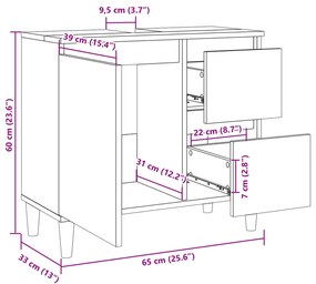 Ντουλάπι Μπάνιου Sonoma Δρυς 65x33x60 εκ. Επεξεργασμένο Ξύλο - Καφέ