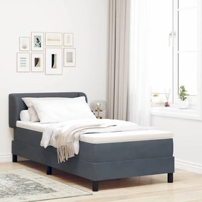 vidaXL Κρεβάτι Box Spring με Στρώμα σε Σκούρο Γκρι 100x200 εκ. από Βελούδο