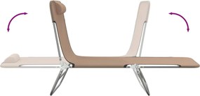 vidaXL Ξαπλώστρες Πτυσσόμενες 2 τεμ. Taupe από Textilene &amp; Ατσάλι
